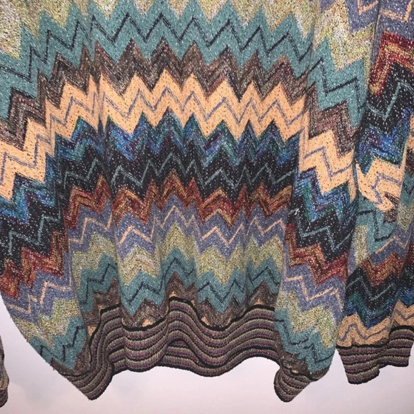 Vintage Cotton Linen Chevron Print Multicolour Crewneck L - Picture 10 of 12
